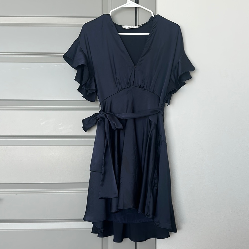 Navy Ruffle Detail Dress